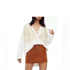 Free People We The Free Free Spirit Henley Tunic Top Boho Hi-Low Size Small EUC